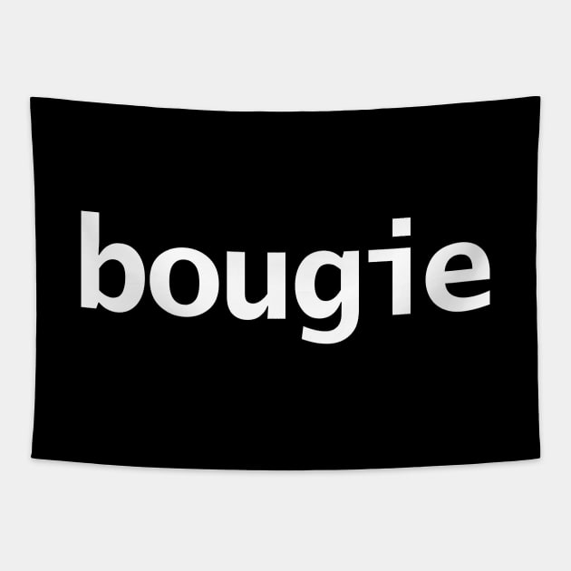 Bougie Typography White Text Tapestry by ellenhenryart