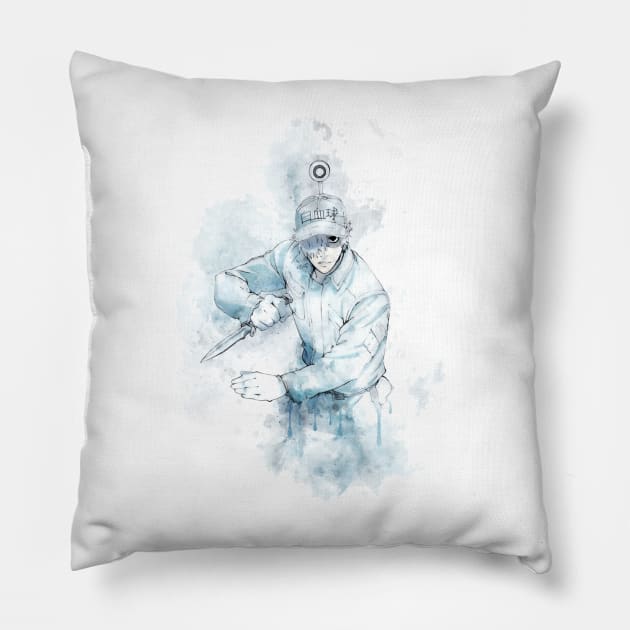 Cells at Work - White Blood *watercolor* Pillow by Stylizing4You