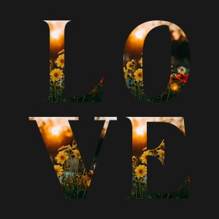 L O V E love block letters monogram floral sunset T-Shirt