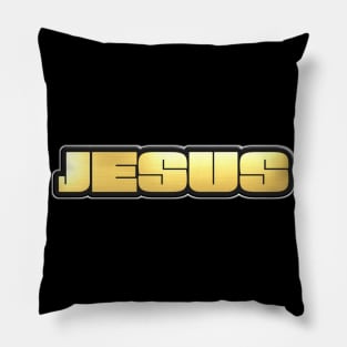 Shiny black and Gold JESUS word ver2 Pillow