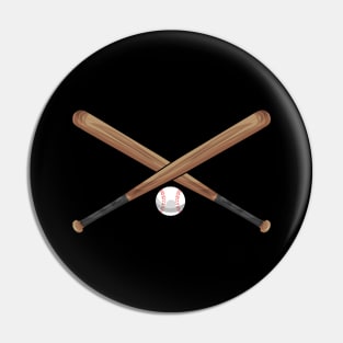 Crossed Baseball Bat With Baseball Below Pin