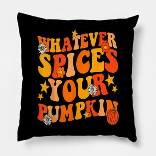 Whatever Spices Your Pumpkin Groovy Fall Autumn Halloween Pillow