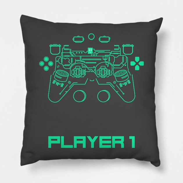 Player 1 Pillow by Araf Color