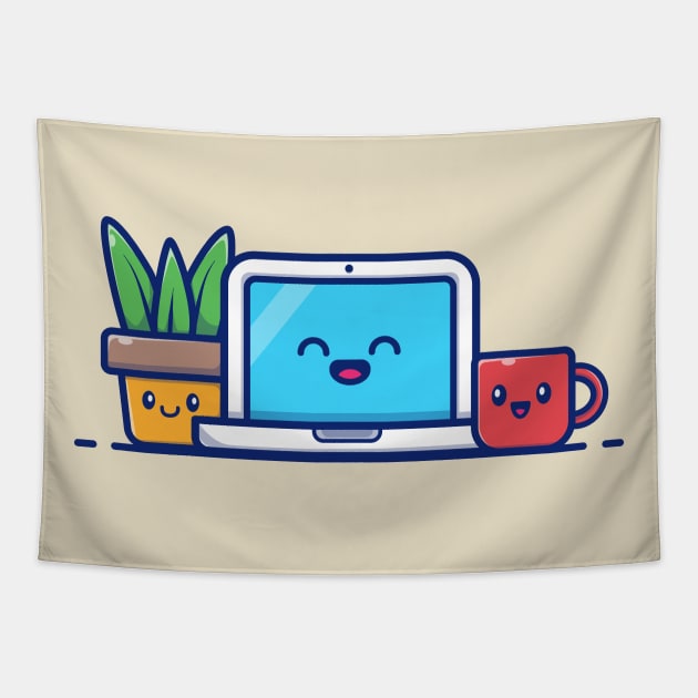 Cute Workspace Dekstop Tapestry by Catalyst Labs