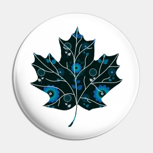 Blue Retro Flowers 1 Pin