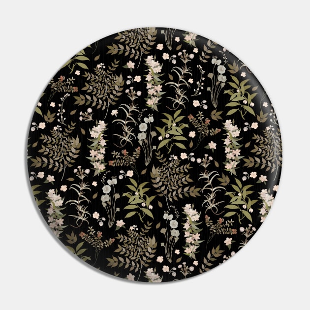 Vintage Wildflowers on Dark Background Pin by matise