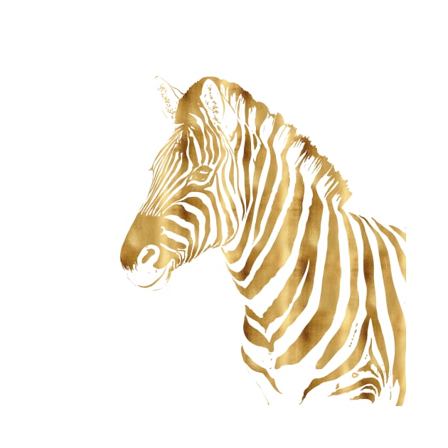 Modern Gold White Zebra Animal Safari Design by NdesignTrend