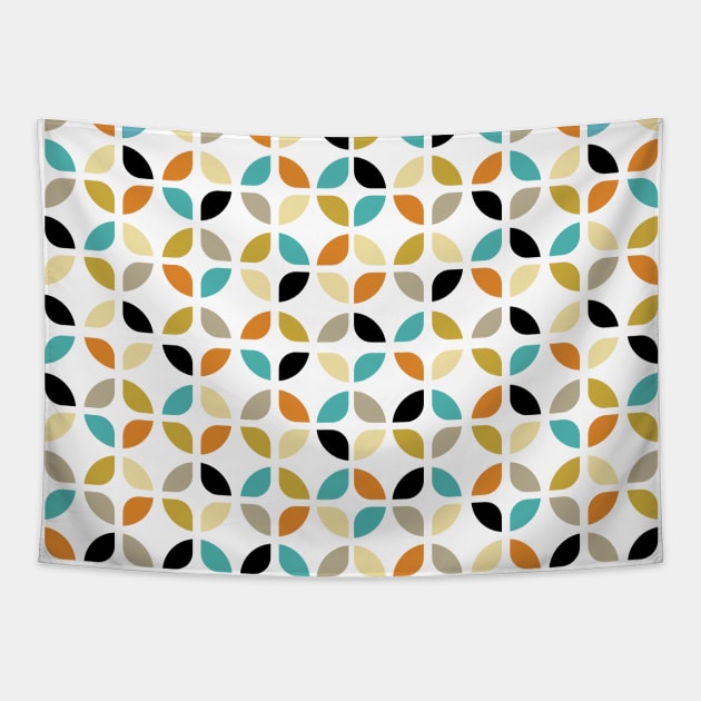 Mid Century Colorful Circles Geometric Pattern Tapestry by OrchardBerry