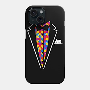 Mens Tuxedo Bow Tie Puzzle Autism Awarenesss Phone Case