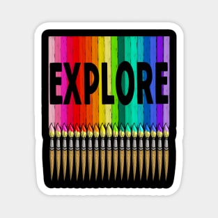 Explore with Paintbrushes in Rainbow Color Magnet