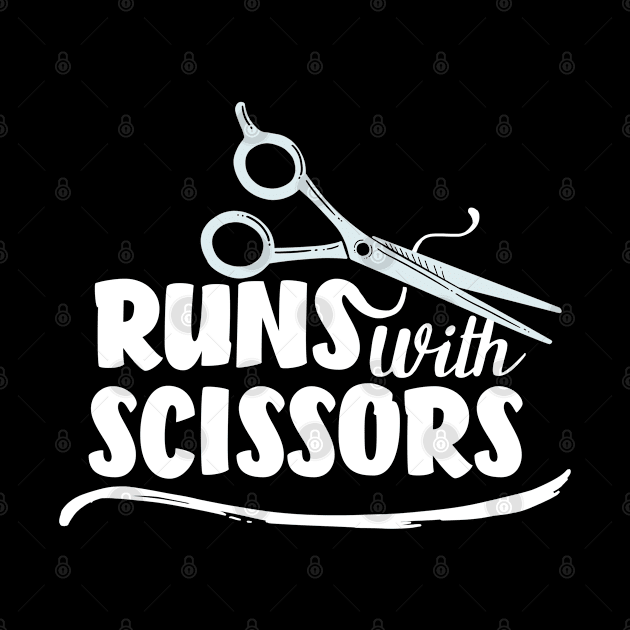 Womens Hairdresser Gift Salon Hairstylist Runs With Scissors Print by Linco