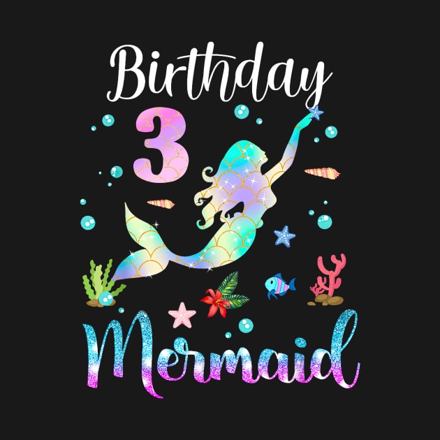 3 Years Old Birthday Mermaid Happy 3rd Birthday by Vintage White Rose Bouquets