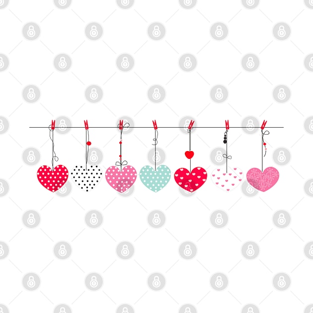 hanging love Valentine's retro hearts by GULSENGUNEL