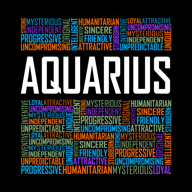 Aquarius Zodiac Words by LetsBeginDesigns