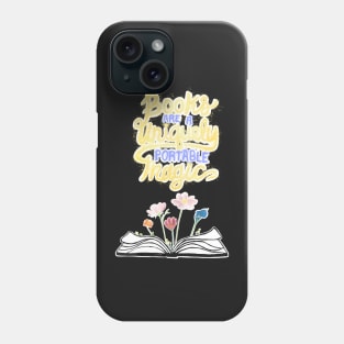 Books are unique portable magic - black Phone Case