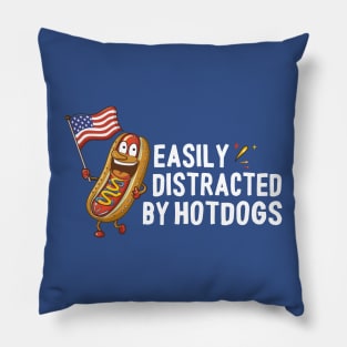 Easily Distracted By Hotdogs Pillow