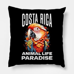 Rainforest Rainbow: A Costa Rican Adventure with Macaws Pillow