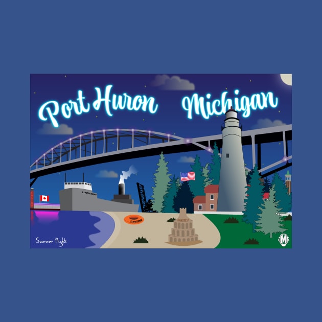 Port Huron Michigan Vector Art by JMG Graphics LLC