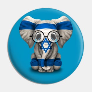 Baby Elephant with Glasses and Israeli Flag Pin