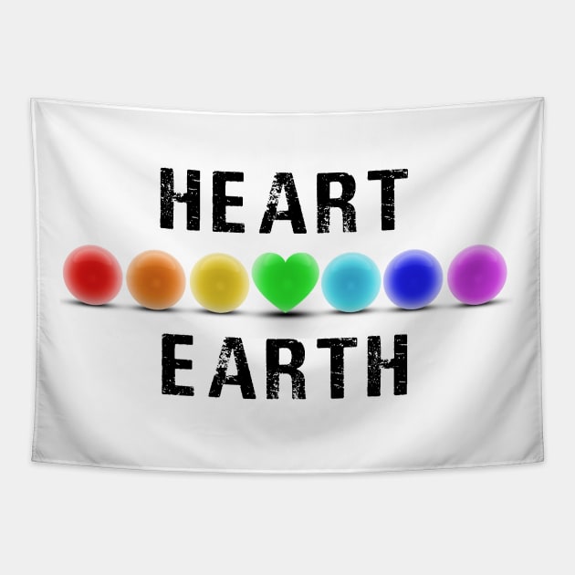 I Heart Earth Love Heart Rainbow Colors Save the Planet World Peace Earth Day Tapestry by Chakra Shine