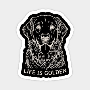 Vintage Golden Retriever Tee -  Life is Golden Design for Dog Fans with distressed texture Magnet