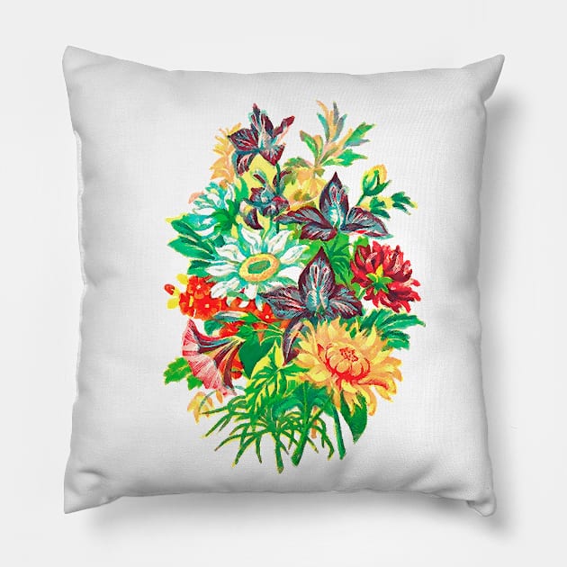 assorted flowers Pillow by Marccelus