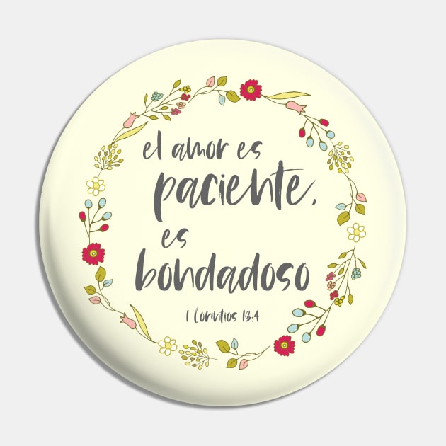 Bíblico Cristiano: El amor es paciente, es bondadoso (texto gris, español) Pin by Ofeefee