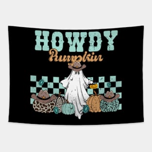 Howdy Pumpkin Western Halloween Tapestry