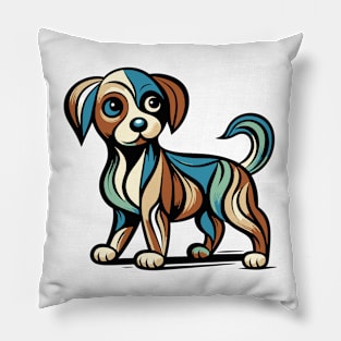 Pop art dog illustration. cubism illustration of a dog Pillow