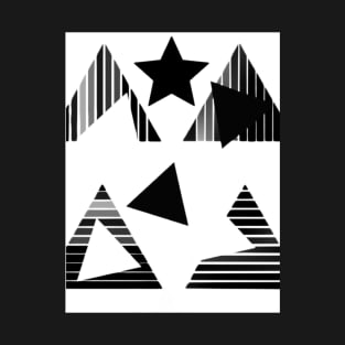 Triangle and stars graphic print,  in black and white T-Shirt