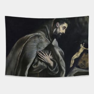 St Francis in Prayer before the Crucifix by El Greco Tapestry