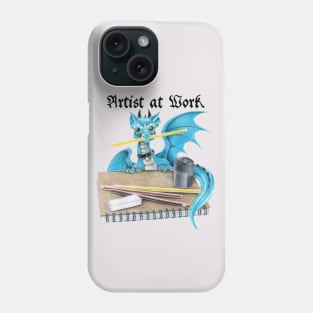 Artist at Work - Cute Blue Dragon Artist at Work Phone Case