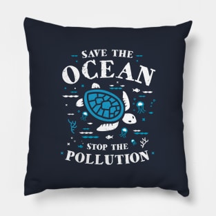 Save The Ocean Stop The Pollution Turtle Pillow