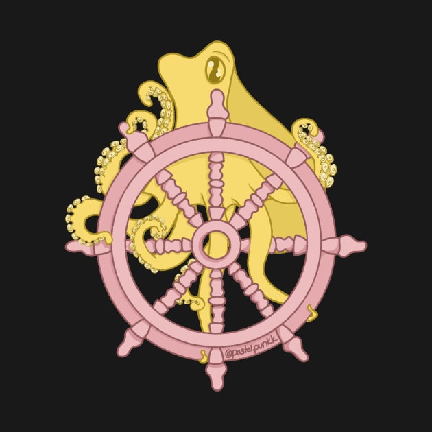 Yellow Octopus and Ship Wheel by Pastel.Punkk