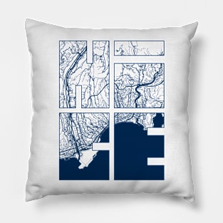 Nice, France City Map Typography - Coastal Pillow