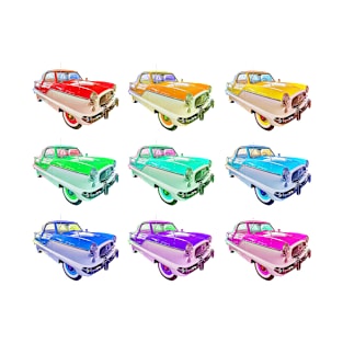 Nash Metropolitan (rainbow colors in a grid) - classic vintage cars reimagined T-Shirt