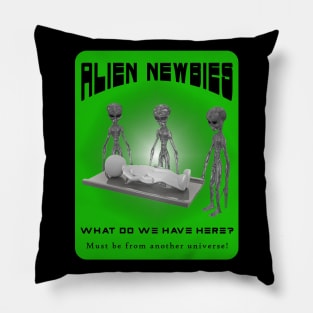 Alien Newbies - Green and Black Pillow