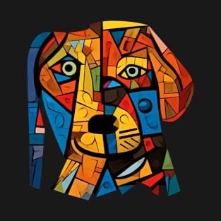 Geometric Canine - Abstract Cubist Dog Artwork T-Shirt