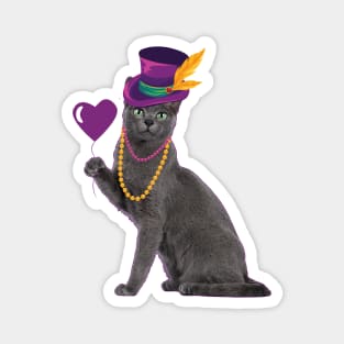 Cat Holding Heart Funny Mardi Gras Carnival Magnet