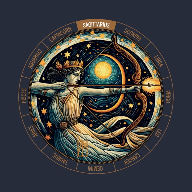 ZODIAC Sagittarius - Astrological SAGITTARIUS - SAGITTARIUS - ZODIAC sign - Van Gogh style - 10 by ArtProjectShop