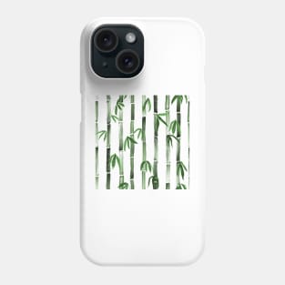 Green Bamboo Watercolor print. Fresh tropical greenery. Spring green leaves Phone Case