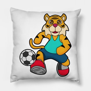 Tiger as Soccer player with Soccer ball Pillow