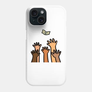 Hand out reaching dollar money. Wealth, success motivation concept. Phone Case