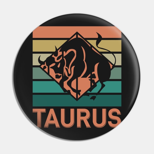 Taurus Vintage Zodiac Pin by GrafDot