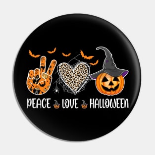 Peace Love Halloween Funny Halloween Costume Cool Pumpkin Shirt Pin