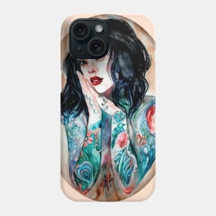 girl with tatoos Phone Case