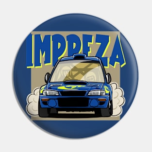 Subie 22B Rally Caricature Pin