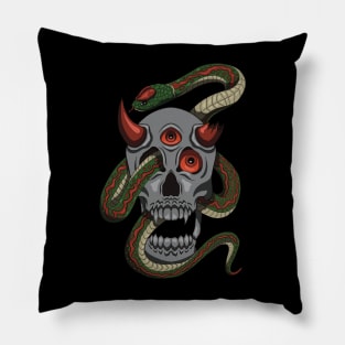 Evil skulls and tricky snakes Pillow