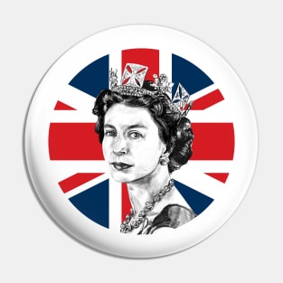 Queen Elizabeth II - Round Union Jack Pin