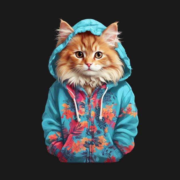 Cute cat wearing hoodie by Majkel&Majkel